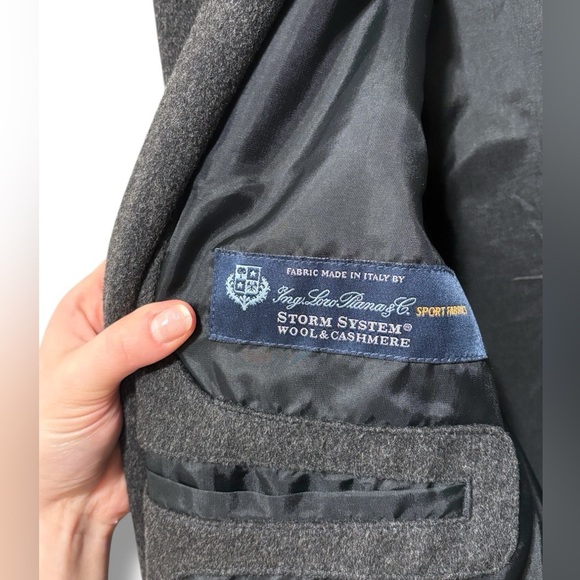 Loro Piana x J. Hilburn Men’s Wool Cashmere Long Charcoal Grey Coat Size Small - Picture 9 of 16